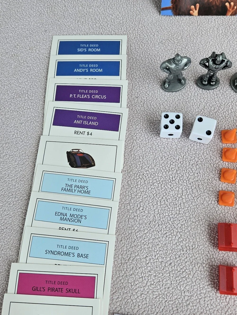 Monopoly Disney Pixar Edition Pewter 6 Playing Tokens Cones Replacement Parts
